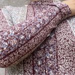 Floral Tapestry Patterned Long Sleeve Dress Blue Size M Photo 5