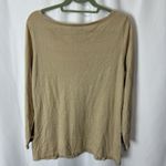 Brooks Brothers Tan Burnout Stripe Round Neck Silk Blend Sweater Size Large Photo 6