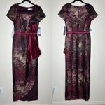 Kay Unger Layne Jacquard Column Formal Dress Lined Bow Side Slit Size 2 NWT Photo 4