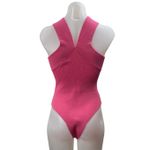 Forever 21 Women's Pink Sleeveless Halter Ribbed Knit Bodysuit Tank Top Size M Photo 2