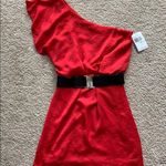 Jodi Kristopher Red one shoulder dress with belt Photo 0