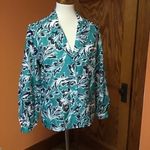 Vintage 80s colorful bright dressy blouse Green Size L Photo 5