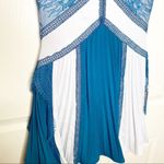 Self Portrait Self-Portrait Lace Panel Pleated Blue Mini Dress Photo 3