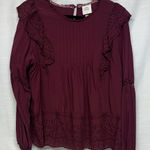 Knox Rose NEW Women's Eyelet Long Sleeve Blouse Antique Berry Size XXL Photo 0