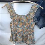 LC Lauren Conrad New Lauren Conrad Woman’s Floral Summertime Smocked Sleeveless Ruffle Blouse Photo 2