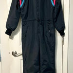 White Stag Vintage  Ski Womens Snow Jumpsuit Womens Size 14 Black Snow Suit‎ 80s Photo 0
