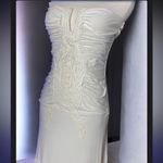 SKY Brand Y2K Soft White Ruched Crochet Maxi Strapless Dress Small Photo 5