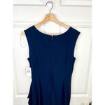 Alex Evenings Navy Blue Crepe Side Ruched Dress Sweetheart Lace Illusion Sz 10 Photo 9