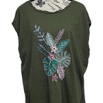 Talbots Green Embroidered Blouse 3X Beach Coastal Preppy Lagenlook Boho Hippie Photo 0