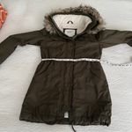 Abercrombie & Fitch Parka coat removable fur hood midi length size Small FLAW Photo 9