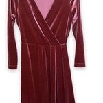 A New Day Pink Velvet Long Sleeve Faux Wrap Dress Size XS Photo 0