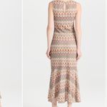 En Saison Joanne Midi Dress Crochet Knit Metallic Bodycon Flare Large Pink Photo 1