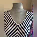 Boston Proper Nautical Navy and White Striped V-Neck Sleeveless Midi Dress S Photo 7