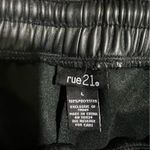 Rue 21 Faux Leather Joggers Womens L Black Drawstring Stretch High Rise Biker Photo 4