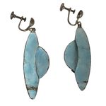 Vintage Enamel Bow Earring Screw Back Black White Yellow Polka Dot Mod 60s Style Photo 2