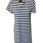 Jude Connally Striped Dress Stretchy White Navy Blue Womens Casual Dressy Small Photo 0