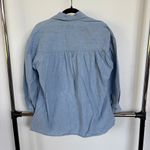American Vintage Vtg Chambray Pirate Ren Faire Lace Up Top Blue Lightweight Cotton Blouse Small Photo 2