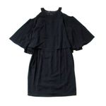 Adrianna Papell NWT Cold Shoulder in Black Flutter Crepe Sheath Dress 16W Photo 1