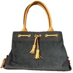 Dooney & Bourke Like new Vintage Leather Tassel Denim Small Bag Photo 0