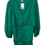 H&M  Green Ruched V Neck Long Sleeve Dress Plus Size 3XL Cocktail Holiday Photo 0