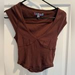 Urban Outfitters  Brown Ribbed V-Neck Bodysuit Photo 0