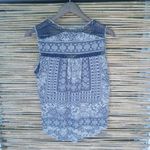 Lucky Brand  S Navy Crocheted Trim Boho Top Photo 2