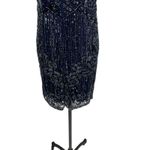 Theia Sequin Sheath‎ Dress Embellished Beaded Sleeveless Navy Blue Size US 4 Photo 9