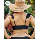 Aerie NWT  Ruffle Longline Bikini Top Women's True Black Swim Beach Surfing Sz XS Photo 1