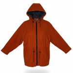 Vintage Womens Suede Leather Jacket Size 14 Plaid Lined Orange Hooded Macalister Photo 0