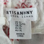 Artisan NY Cream and Red Linen Shorts Size XL Linen Paper Bag Waist Shorts Photo 5