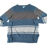 LOGO By Lori Goldstein LOGO Lori Goldstein Striped Knit Sweater Casual Pullover Top Blue Brown Size M Photo 0