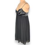 Vintage 90s Black Satin Babydoll Mini Slip Dress Embellished Evening Party Size 10 Photo 2