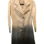 VTG 70’s Unique SILK Ombre White Navy Lined Trench Coat Silver Bling Sz 4/S Black Photo 3