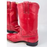 Justin Boots Justin Womens Western Boots Red Leather Mid Calf Pull On Cowgirl Roper US 5.5 B Photo 5