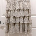 Storia Cream & Floral V-Neck Tiered Ruffle Puff Short Sleeve Dress Photo 4