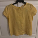 C&C California  Linen Top Short Sleeve Button Back Yellow Womens‎ Size S Photo 0