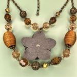 Vintage Layered Elegant Boho Orange & Brown Fall Tones Floral Necklace Photo 3