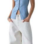 Urban Outfitters  Sari Seamed‎ Linen-Blend Halter Vest Top Ashleigh Blue Size M Photo 0