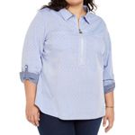 Tommy Hilfiger Half Zip Top Blue Multi Size 0X Cotton NWT Photo 0