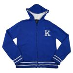 University Of Kentucky Wildcats Cardigan Sweater Blue Hooded Zip Knit Size Small Photo 0
