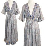 Free People Lysette Maxi Dress in Bluebell Bohemian Gypsy Indian Cotton XS Photo 5