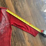 Susan Lawrence  Red Embroidered Blouse Photo 6