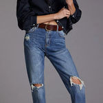 Anthropologie Pilcro The Heritage Boyfriend Jeans Size 28 Mid Rise Crop Distress Photo 0