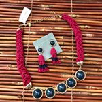 Talbots Red Seed Bead Choker & Tassel Earrings NWT Photo 4