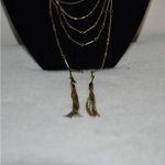 Unique Vintage Vintage Gold Tone Layered Strand Chain Link Tassel Lobster Claw Clasp Necklace Photo 1