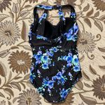 Swimsuits for All Sarong Front One Piece Swimsuit Blue Floral 12 New Photo 2