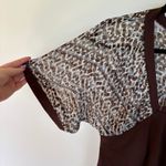 Iz Byer Y2K Brown Office Siren Fitted Top Sheer Short Sleeve Babydoll Career Large Photo 4