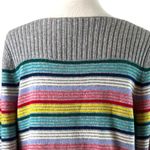 Talbots Sweater Boatneck Ribbed Knit Gray Green Multi Stripe Women’s Size Large Photo 7