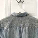 Chico's Platinum Denim Light Chambray Button Down Embroidered Lace Shoulders 1 Photo 8