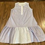 Vineyard Vines  Blue pin Stripe Shirt shift tier ruffle hem knee length dress 8 Photo 0